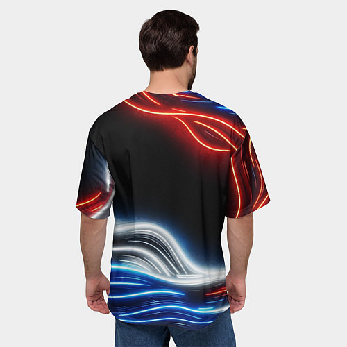 Мужская футболка оверсайз Неоновые флаг и греб / 3D-принт – фото 4