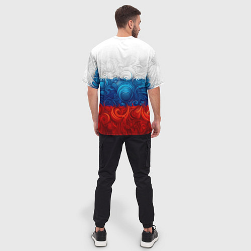 Мужская футболка оверсайз Орнамент триколор / 3D-принт – фото 4