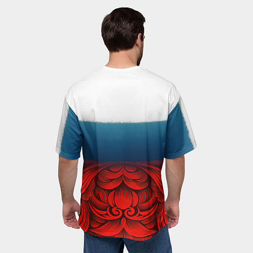 Мужская футболка оверсайз Триколор и герб Росссия / 3D-принт – фото 4