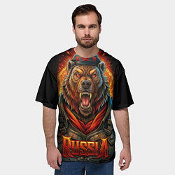 Футболка оверсайз мужская Мощный красный медведь - Russia, цвет: 3D-принт — фото 2