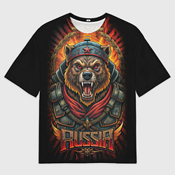 Мужская футболка оверсайз Мощный медведь СССР стиль
