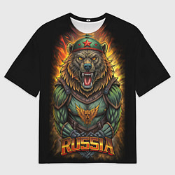 Мужская футболка оверсайз Мощный военный медведь СССР