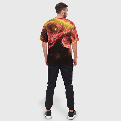 Мужская футболка оверсайз Адское пламя инферно - inferno flame / 3D-принт – фото 4