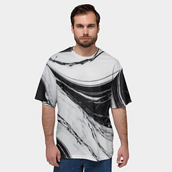Футболка оверсайз мужская Мрамор черно-белый, цвет: 3D-принт — фото 2