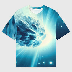 Футболка оверсайз мужская Неоновая комета - нейросеть, цвет: 3D-принт