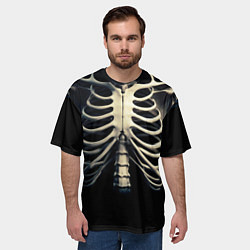 Футболка оверсайз мужская Человеческий скелет на черном фоне, цвет: 3D-принт — фото 2