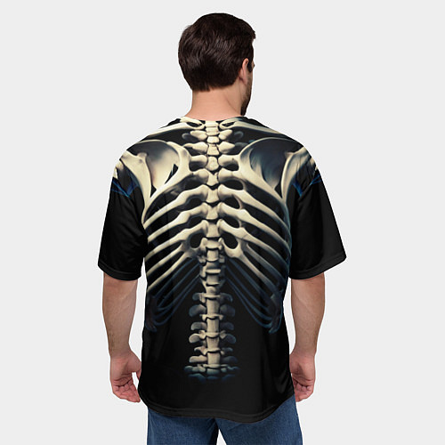 Мужская футболка оверсайз Человеческий скелет на черном фоне / 3D-принт – фото 4
