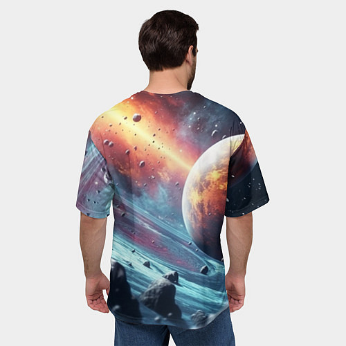 Мужская футболка оверсайз Объемный космос и планеты / 3D-принт – фото 4