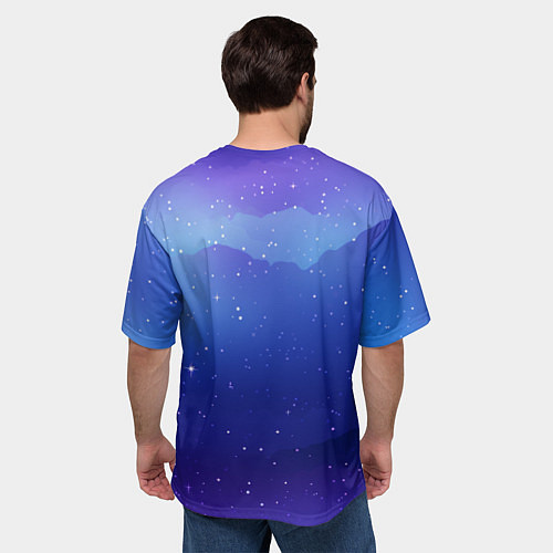 Мужская футболка оверсайз Синий космос и звезды / 3D-принт – фото 4