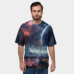 Футболка оверсайз мужская Фантастическая планета внутри космоса, цвет: 3D-принт — фото 2