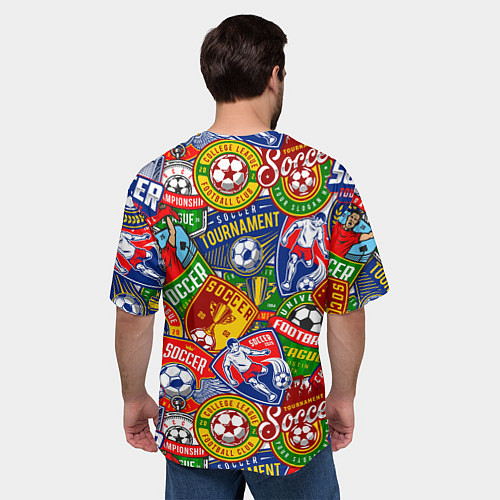 Мужская футболка оверсайз Футбольные командные эмблемы pattern / 3D-принт – фото 4
