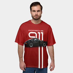 Футболка оверсайз мужская Ретро автомобиль Porsche, цвет: 3D-принт — фото 2
