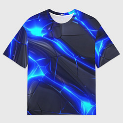 Мужская футболка оверсайз Яркое синее свечение и плиты