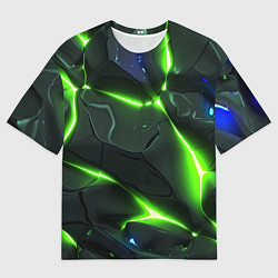 Футболка оверсайз мужская Яркий неоновый свет из разлома плит, цвет: 3D-принт