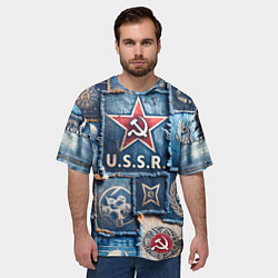 Футболка оверсайз мужская Печворк джинсы СССР, цвет: 3D-принт — фото 2