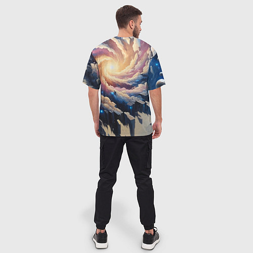 Мужская футболка оверсайз Космическая галактика - нейросеть фантазия / 3D-принт – фото 4