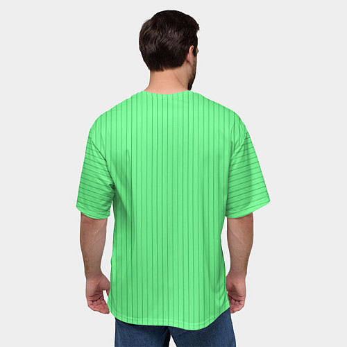 Мужская футболка оверсайз Райский зелёный полосатый / 3D-принт – фото 4