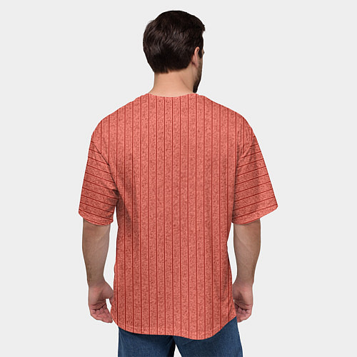 Мужская футболка оверсайз Тёмный коралловый полосатый / 3D-принт – фото 4