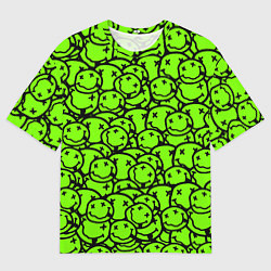 Футболка оверсайз мужская Nirvana токсичный смайл, цвет: 3D-принт