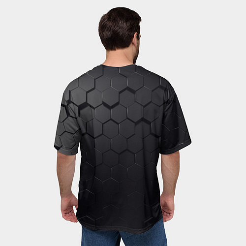 Мужская футболка оверсайз Камуфляж черных плит / 3D-принт – фото 4