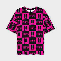 Мужская футболка оверсайз BTS pattern pink logo