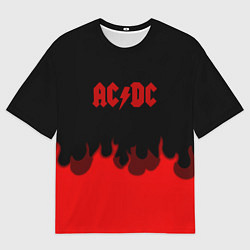 Футболка оверсайз мужская AC DC fire rock steel, цвет: 3D-принт