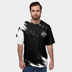 Футболка оверсайз мужская Borussia краски чёрно белый, цвет: 3D-принт — фото 2