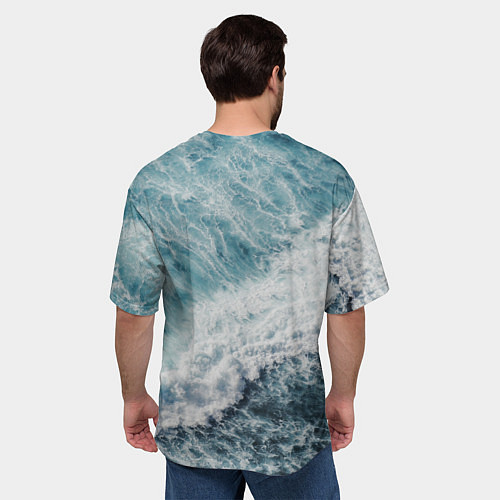 Мужская футболка оверсайз Морская бирюзовая волна / 3D-принт – фото 4