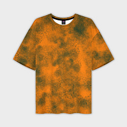 Мужская футболка оверсайз Оранжевый в зеленых пятнах