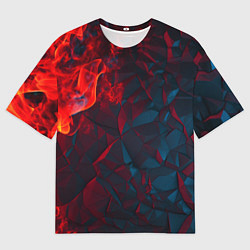 Футболка оверсайз мужская Темная абстракция с разломом красных плит, цвет: 3D-принт