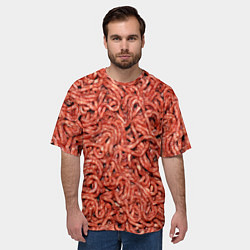 Футболка оверсайз мужская Мясной фарш текстура, цвет: 3D-принт — фото 2