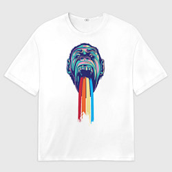 Футболка оверсайз мужская Обезьяна с радугой, цвет: 3D-принт