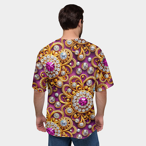 Мужская футболка оверсайз Ювелирный паттерн / 3D-принт – фото 4