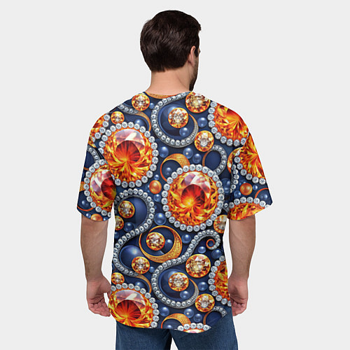 Мужская футболка оверсайз Ювелирные украшение с золотом и бриллиантом паттер / 3D-принт – фото 4