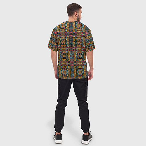 Мужская футболка оверсайз Геометрический африканский узор-паттерн / 3D-принт – фото 4