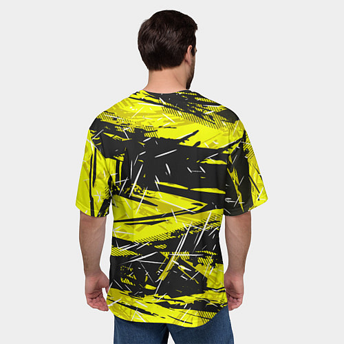Мужская футболка оверсайз Yellow geometry - спортивный узор / 3D-принт – фото 4