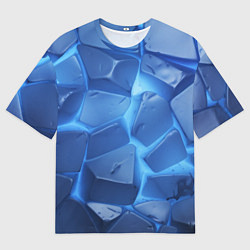Мужская футболка оверсайз Синие ледяные плиты с разломом