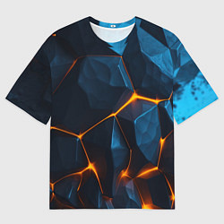 Футболка оверсайз мужская Разлом плит с оранжевым свечением, цвет: 3D-принт