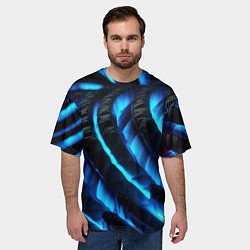 Футболка оверсайз мужская Неоновая яркая геометрическая абстракция со светом, цвет: 3D-принт — фото 2