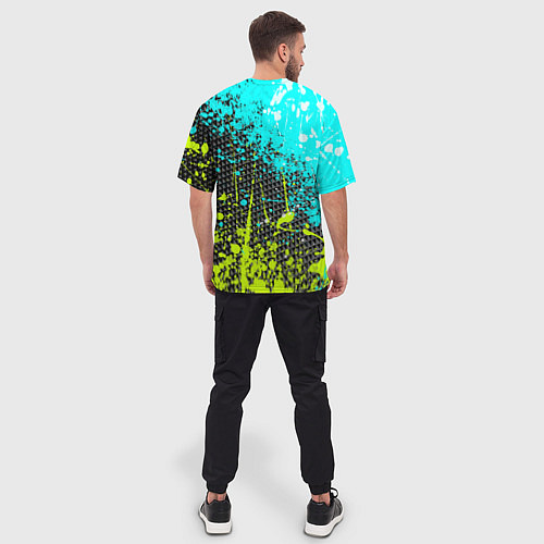 Мужская футболка оверсайз Брызги красок с геометрией / 3D-принт – фото 4