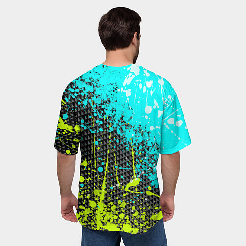 Мужская футболка оверсайз Брызги красок с геометрией / 3D-принт – фото 4
