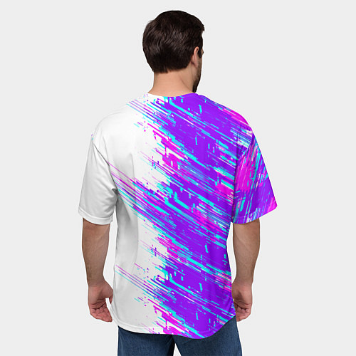Мужская футболка оверсайз Neon glitch / 3D-принт – фото 4