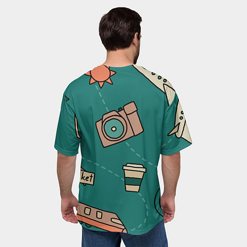 Мужская футболка оверсайз Предметы для путешествий, транспорт / 3D-принт – фото 4