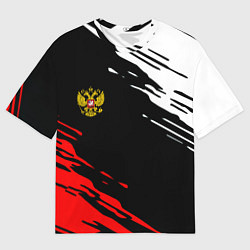 Футболка оверсайз мужская Герб РФ краски текстура абстрактные, цвет: 3D-принт