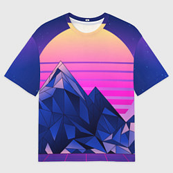 Футболка оверсайз мужская Vaporwave неоновые горы, цвет: 3D-принт