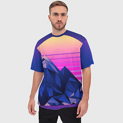 Футболка оверсайз мужская Vaporwave неоновые горы, цвет: 3D-принт — фото 2