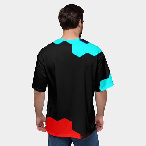 Мужская футболка оверсайз Barcelona спортивный кибер стиль / 3D-принт – фото 4