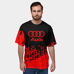 Футболка оверсайз мужская BMW краски красные полосы, цвет: 3D-принт — фото 2