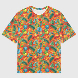 Футболка оверсайз мужская Летние каникулы микс из паттерна, цвет: 3D-принт