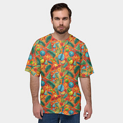 Футболка оверсайз мужская Летние каникулы микс из паттерна, цвет: 3D-принт — фото 2